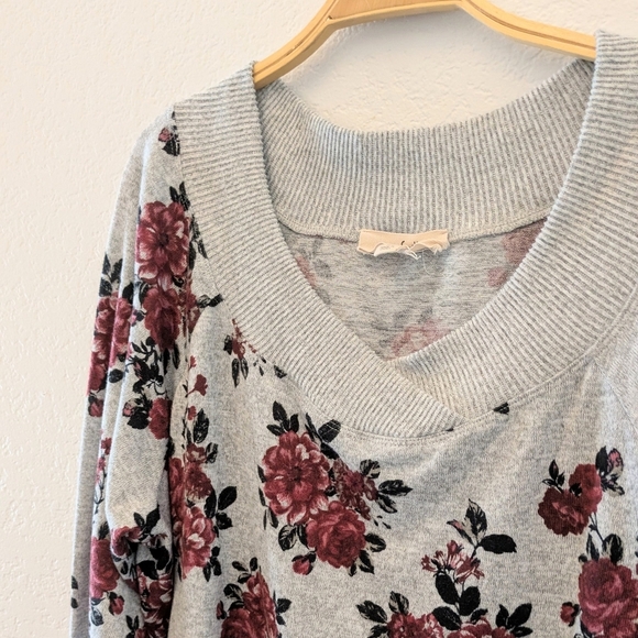 No Frills Los Angeles V Neck Pullover Rose Grey Sweater 3X - Picture 4 of 6